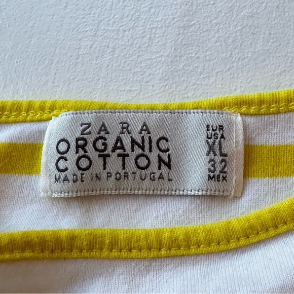 Zara Organic Cotton Yellow White Stripe Top size XL - Picture 7 of 10